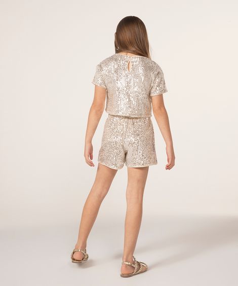 short infantil clochard de paetê prata