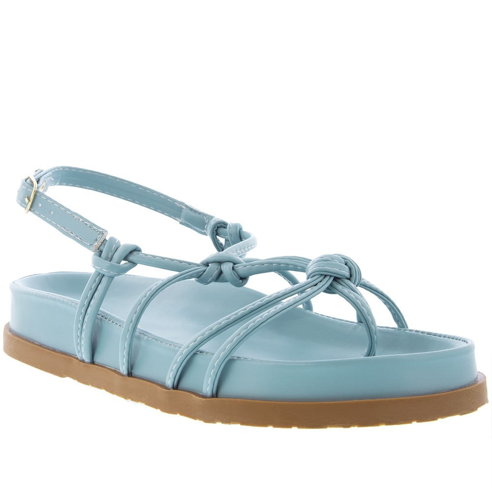Sandália Gabriela Flatform Detalhe Nós Azul