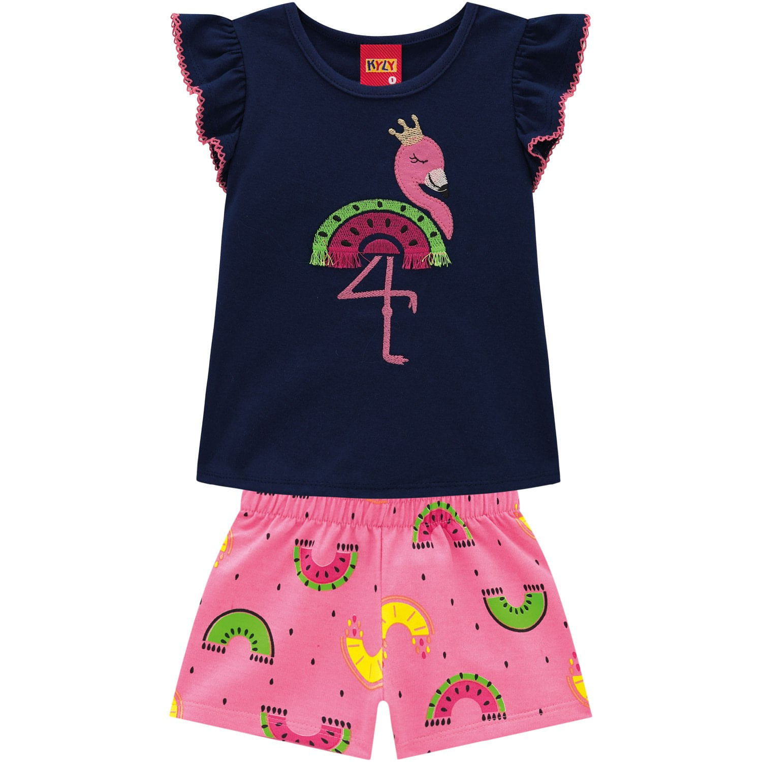 Conjunto Blusa E Short Moletinho Amigos Da Selva Marinho - Kyly