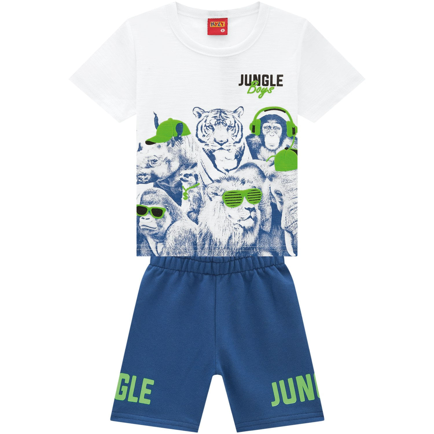 Conjunto Blusa E Short Moletinho Amigos Da Selva Marinho - Kyly