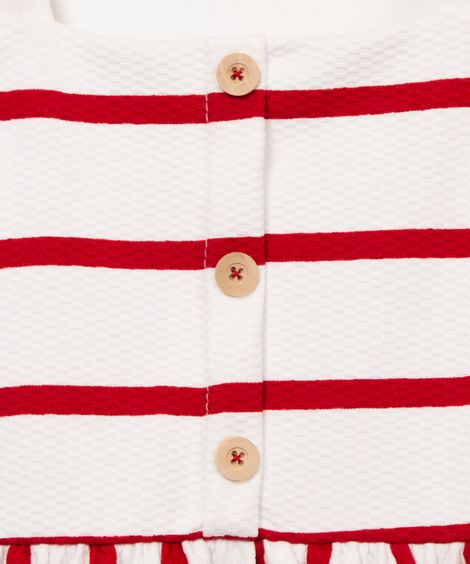 vestido infantil listrado com bolso off white - off white