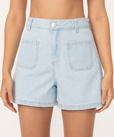short jeans long cintura super alta azul claro