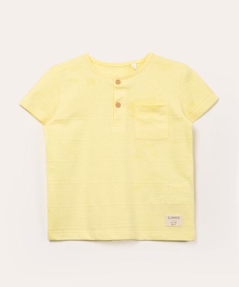 camiseta infantil manga curta com bolso amarelo