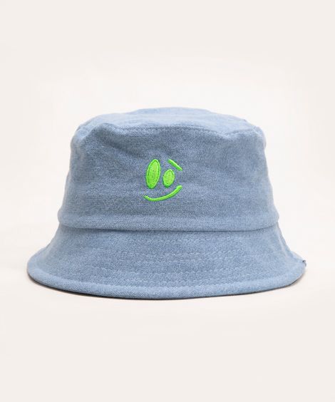 chapéu bucket juvenil smile azul claro