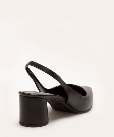 scarpin salto baixo grosso bico fino oneself preto