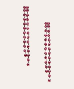 brinco de strass alongado ohlograma rosa