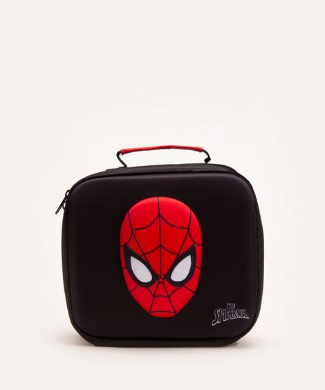 lancheira térmica escolar infantil homem aranha preto