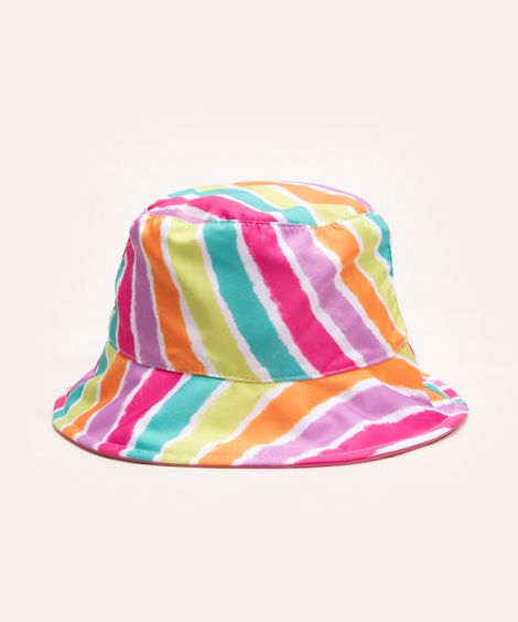 chapéu bucket infantil dupla face listrado multicor