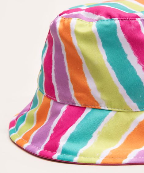 chapéu bucket infantil dupla face listrado multicor