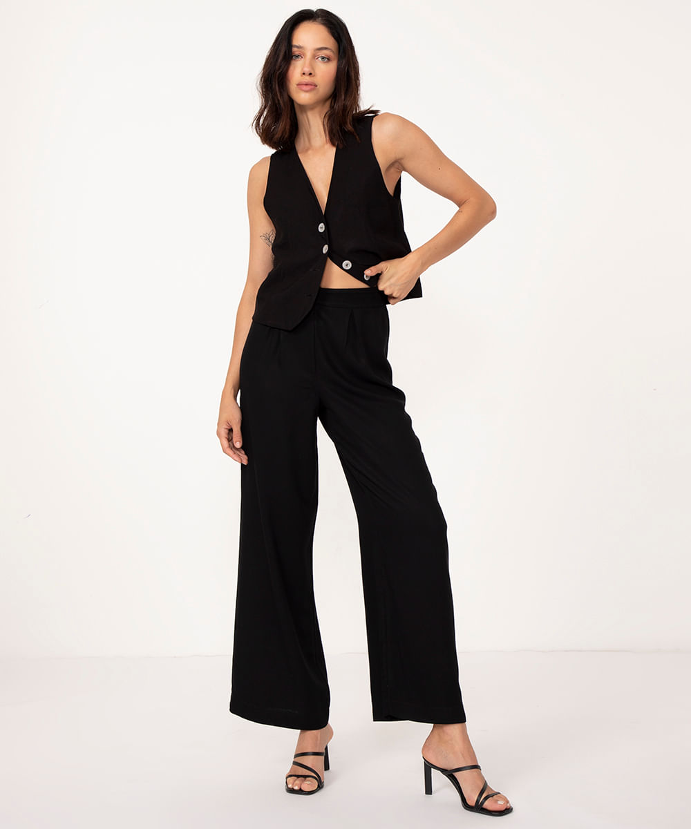 calça alfaiataria flowy reta preto Menor preço em calça alfaiataria flowy reta preto