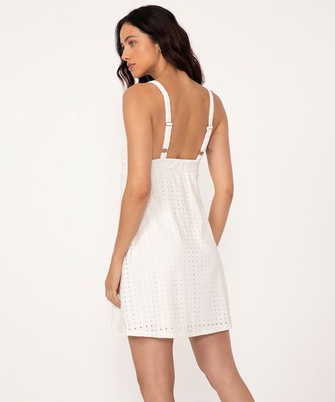 vestido curto de laise decote v off white