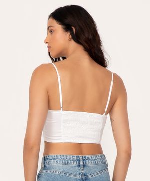 blusa acetinada cropped corset off white