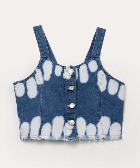 regata infantil jeans tie dye azul médio