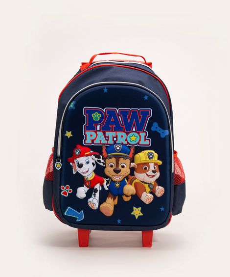 mochila escolar infantil com rodinhas patrulha canina 3d azul