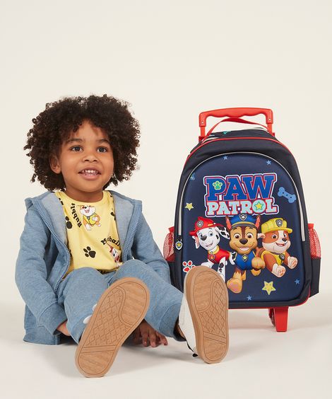 mochila escolar infantil com rodinhas patrulha canina 3d azul