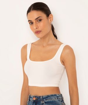 top cropped de poliamida off white