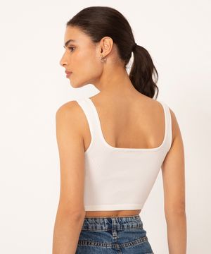 top cropped de poliamida off white