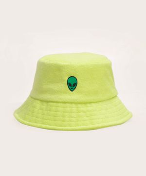 chapéu bucket atoalhado extraterrestre verde neon