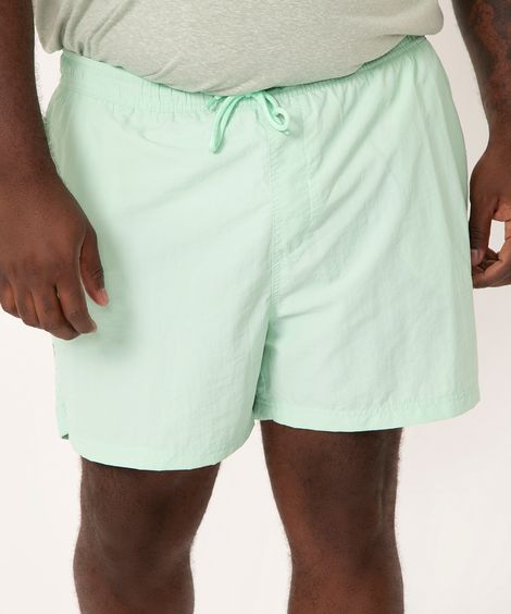 short plus size de poliamida com cordão verde claro