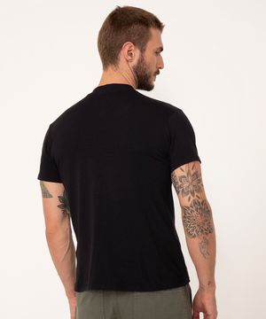 camiseta de algodão slim manga curta gola alta preto