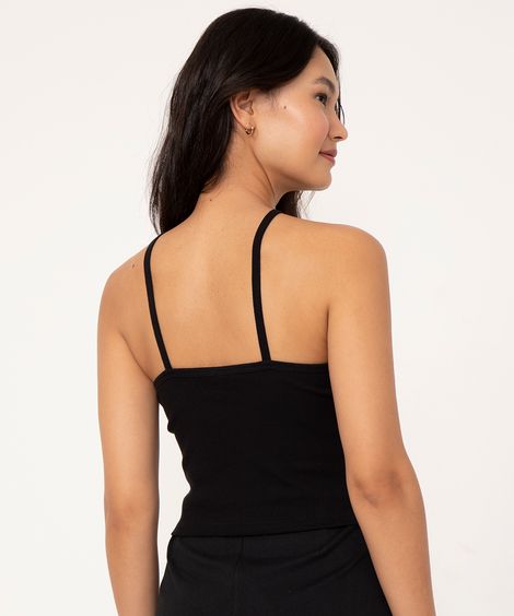 blusa cropped cross neck preto