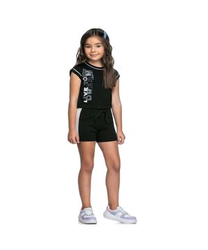 Conjunto Infantil Menina Comfy College Sportswear Elian Preto e Branco