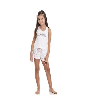 Pijama Infantil Menina Regata Short Love To Dream TMX Off White