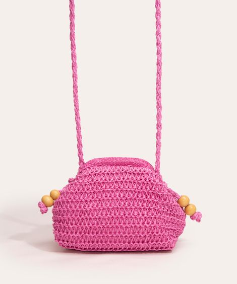 bolsa crossbody palha rosa
