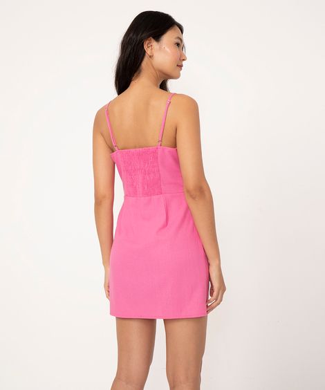 vestido corset com transpasse plissado rosa claro