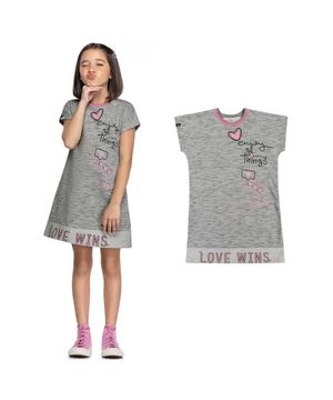 Vestido Infantil Menina Love Moletom Mescla Elian