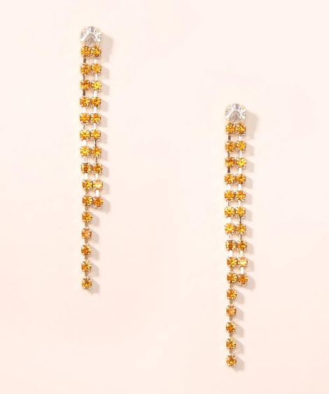 Brinco Longo  de Strass Dourado