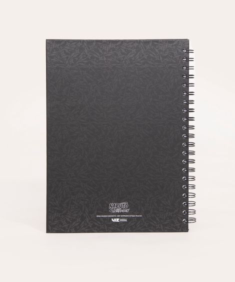 caderno capa dura com espiral naruto preto