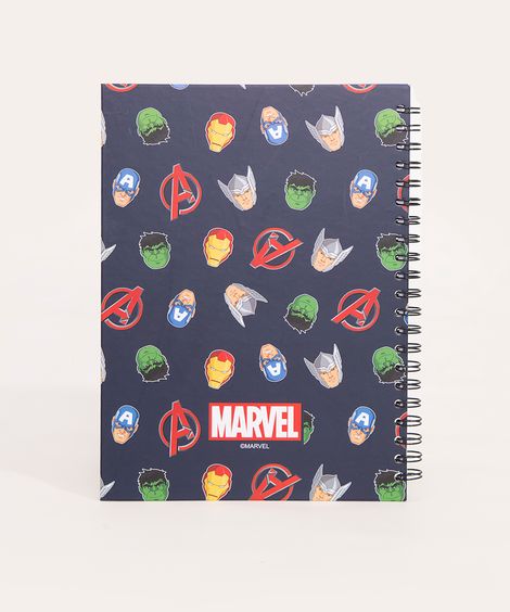 caderno capa dura com espiral the avengers azul