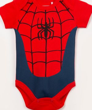 body infantil manga curta homem aranha vermelho