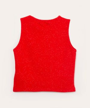 blusa cropped juvenil canelada com glitter vermelho