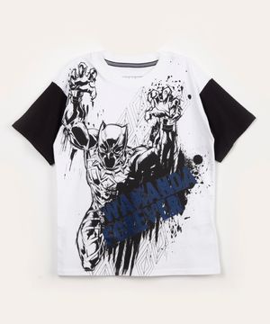 camiseta infantil manga curta wakanda forever off white
