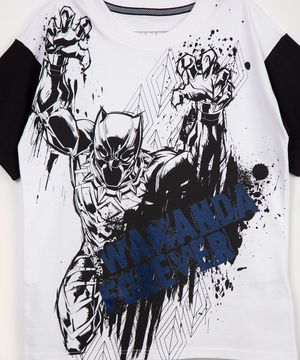 camiseta infantil manga curta wakanda forever off white