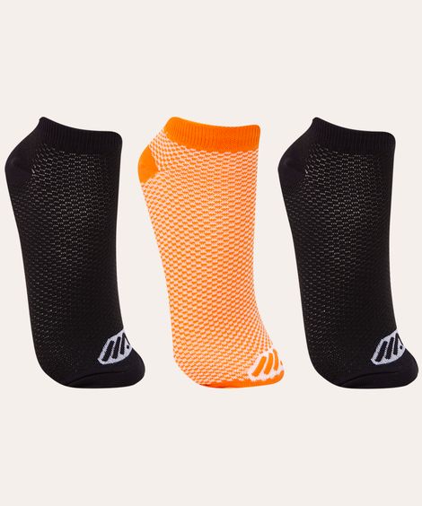 kit de 3 pares de meia cano baixo esportivo multicor