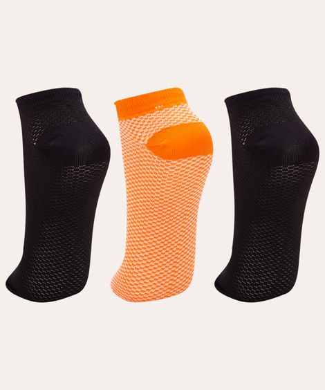 kit de 3 pares de meia cano baixo esportivo multicor