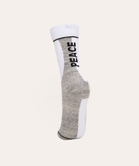 meia cano alto peace cinza mescla