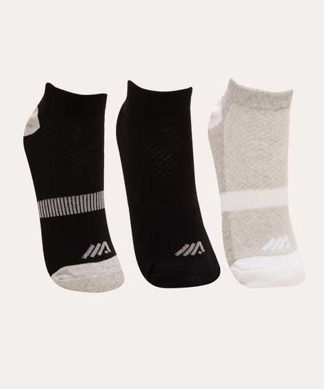 kit de 3 pares de meias cano baixo multicor