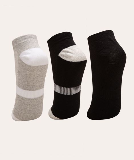kit de 3 pares de meias cano baixo multicor