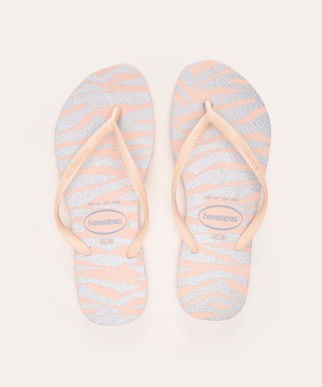 chinelo havaianas slim animals glitter rosa