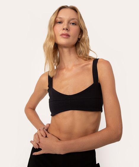 top cropped decote coração alça larga preto