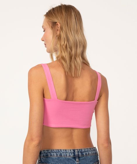top cropped decote coração alça larga rosa