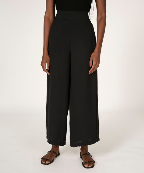 calça wide cintura super alta cós largo preto