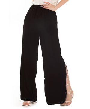 Calça Pantalona Viscose Fenda Zipituka 936 Preto