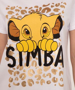 camiseta de algodão manga curta simba rei leão off white