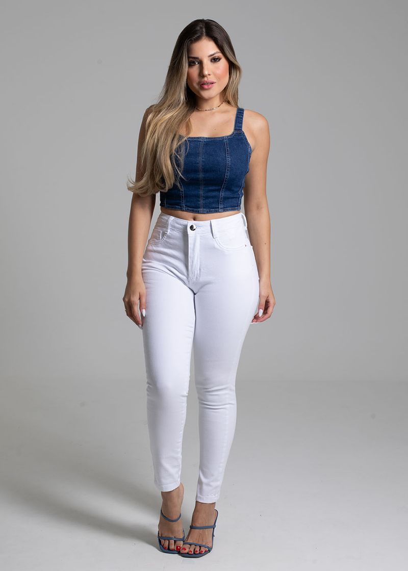 Calça jeans store branca feminina sawary