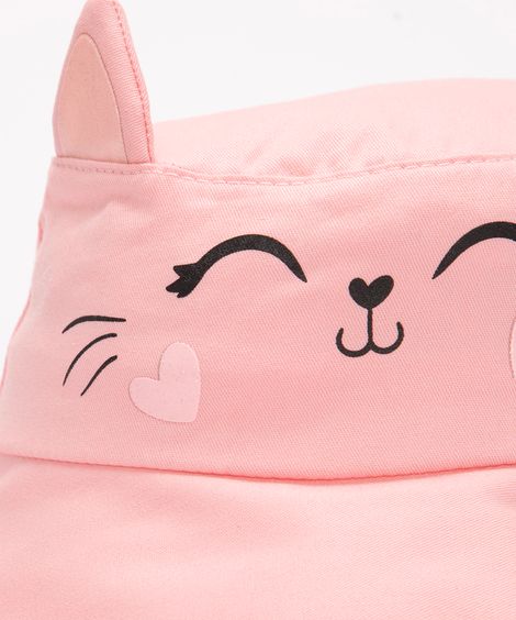 chapéu bucket infantil gatinho rosa
